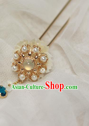 Chinese Ancient Princess Hair Accessories Traditional Hanfu Shell Flower Hairpin