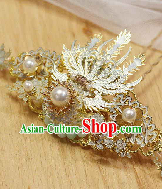 Chinese Ancient Princess Hairpin Hair Accessories Traditional Ming Dynasty Phoenix Hair Comb