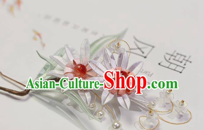 Chinese Ancient Princess Flowers Hairpin Hair Accessories Traditional Silk Chrysanthemum Hair Stick
