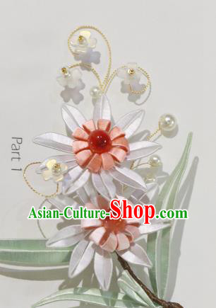 Chinese Ancient Princess Flowers Hairpin Hair Accessories Traditional Silk Chrysanthemum Hair Stick
