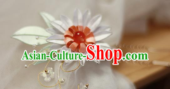 Chinese Traditional Silk Chrysanthemum Hair Stick Ancient Princess Flowers Hairpin Hair Accessories