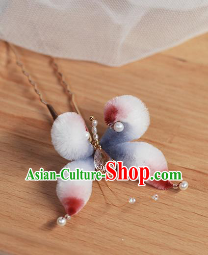 Chinese Traditional Hanfu Hair Accessories Ming Dynasty Court Velvet Butterfly Hairpin
