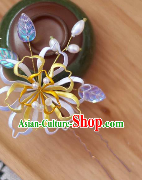 Chinese Classical Hair Stick Traditional Silk Pear Blossom Hairpin Handmade Hair Accessories