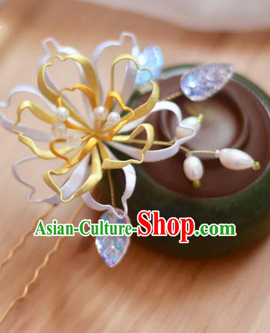 Chinese Classical Hair Stick Traditional Silk Pear Blossom Hairpin Handmade Hair Accessories