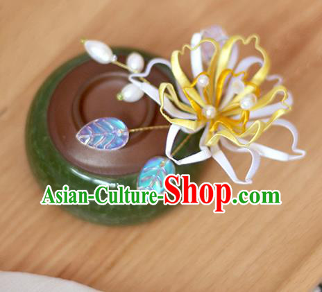 Chinese Classical Hair Stick Traditional Silk Pear Blossom Hairpin Handmade Hair Accessories