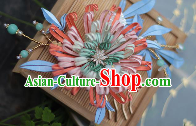 Chinese Traditional Hanfu Shell Hair Stick Hair Accessories Handmade Classical Silk Chrysanthemum Hairpin