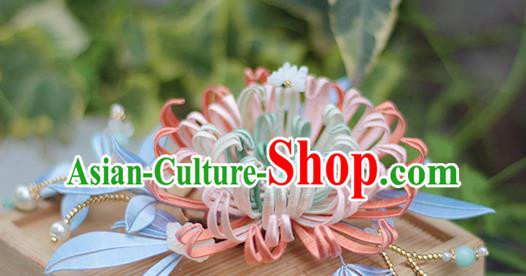 Chinese Traditional Hanfu Shell Hair Stick Hair Accessories Handmade Classical Silk Chrysanthemum Hairpin