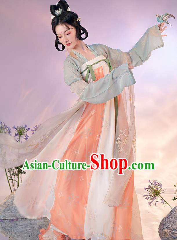 China Ancient Court Lady Hanfu Dress Apparels Traditional Tang Dynasty Historical Clothing