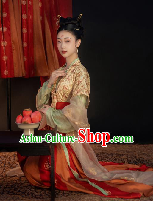 China Ancient Tang Dynasty Court Beauty Historical Clothing Traditional Classical Dance Hanfu Costumes
