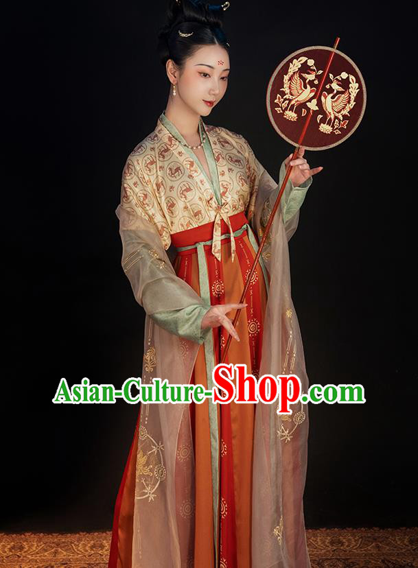 China Ancient Tang Dynasty Court Beauty Historical Clothing Traditional Classical Dance Hanfu Costumes
