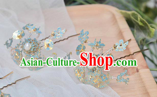 Chinese Ancient Ming Dynasty Palace Lady Hairpin Handmade Enamel Hair Crown