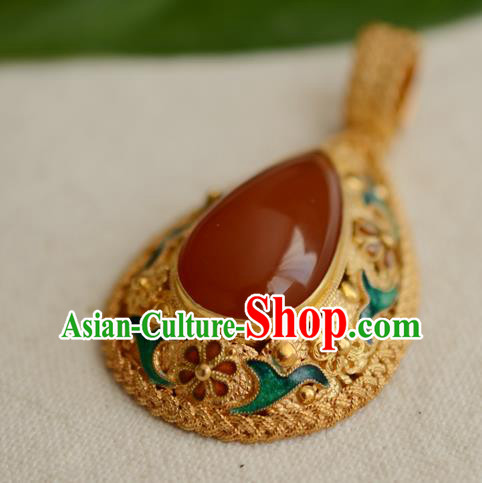 China Traditional Cloisonne Jewelry Accessories Ancient Qing Dynasty Agate Necklace Pendant