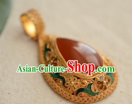 China Traditional Cloisonne Jewelry Accessories Ancient Qing Dynasty Agate Necklace Pendant