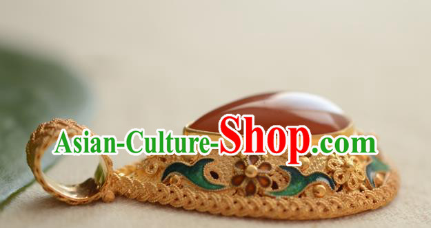 China Traditional Cloisonne Jewelry Accessories Ancient Qing Dynasty Agate Necklace Pendant