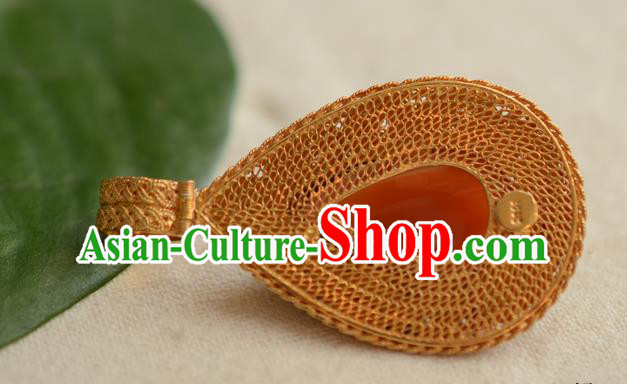 China Traditional Cloisonne Jewelry Accessories Ancient Qing Dynasty Agate Necklace Pendant