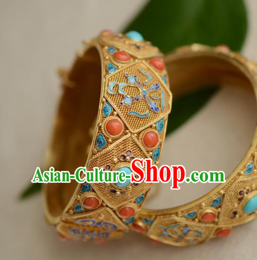 China National Cloisonne Bracelet Jewelry Traditional Handmade Qing Dynasty Filigree Bangle Accessories