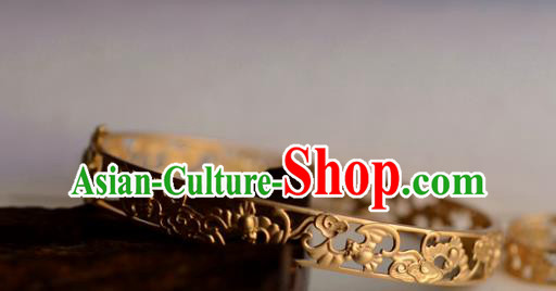 China National Golden Bracelet Jewelry Traditional Handmade Carving Bats Bangle Accessories