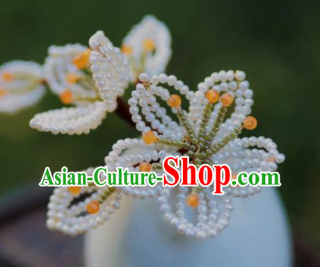 Chinese Traditional Handmade Beads Pear Blossom Hairpin Ancient Princess Hair Stick