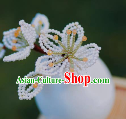 Chinese Traditional Handmade Beads Pear Blossom Hairpin Ancient Princess Hair Stick