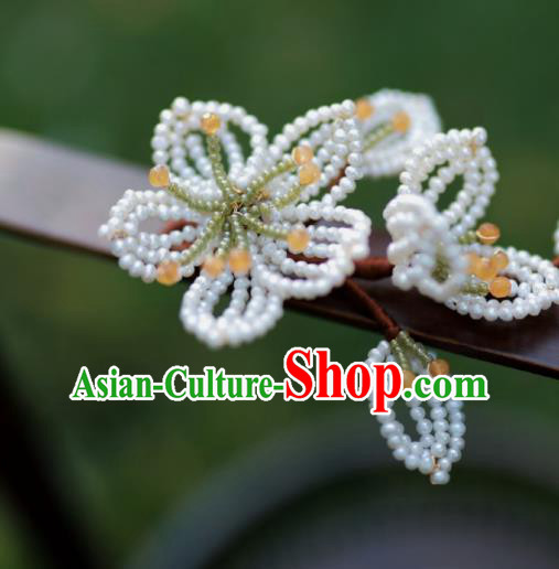 Chinese Traditional Handmade Beads Pear Blossom Hairpin Ancient Princess Hair Stick