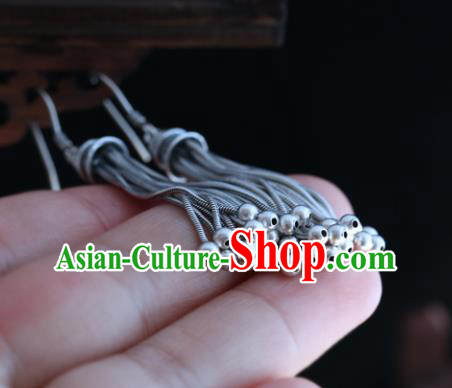 Handmade Chinese Eardrop Classical Cheongsam Earrings Accessories Traditional Silver Bells Tassel Ear Jewelry