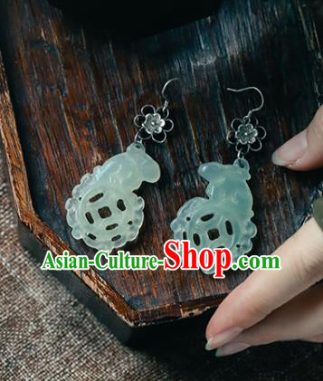 Handmade Chinese Traditional Ear Jewelry Classical Cheongsam Earrings Accessories Jade Eardrop