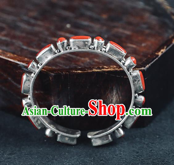 China Traditional Corallite Bracelet Accessories Silver Wristlet Classical Bangle Jewelry
