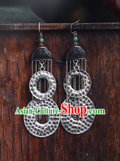 Handmade Chinese Traditional Tassel Ear Jewelry Classical Cheongsam Earrings Accessories Silver Eardrop