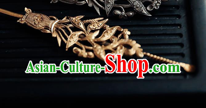 China Handmade Hair Accessories Golden Hair Stick Traditional Hanfu Earpick Hairpin