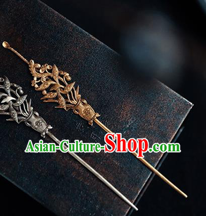 China Handmade Hair Accessories Golden Hair Stick Traditional Hanfu Earpick Hairpin