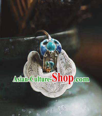 Handmade Chinese Traditional Blueing Bat Ear Jewelry Classical Cheongsam Earrings Accessories Silver Eardrop