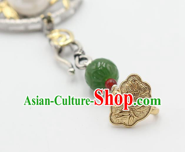 Chinese Handmade National Silver Tassel Breastpin Pendant Cheongsam Jewelry Accessories Classical Pearl Brooch