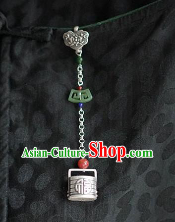 Chinese Classical Silver Brooch Handmade National Jade Breastpin Pendant Cheongsam Jewelry Accessories
