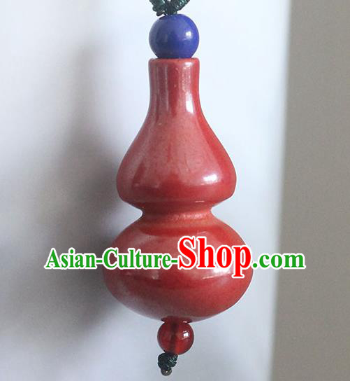 Chinese Handmade National Cinnabar Gourd Breastpin Pendant Cheongsam Jewelry Accessories Classical Silver Brooch