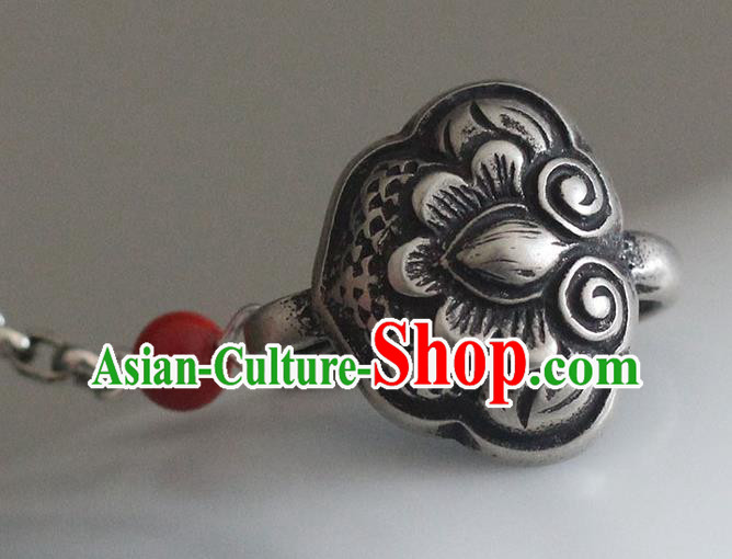 Chinese Handmade National Cinnabar Gourd Breastpin Pendant Cheongsam Jewelry Accessories Classical Silver Brooch