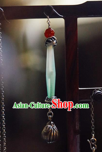 Handmade Chinese Traditional Coloured Glaze Eardrop Classical Cheongsam Earrings Accessories Silver Ear Jewelry