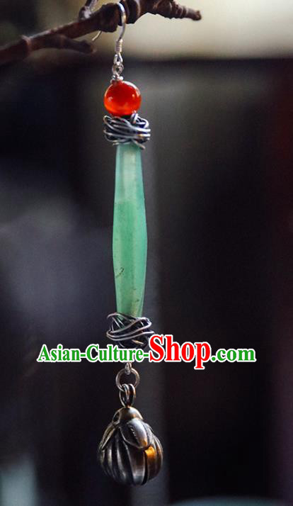 Handmade Chinese Traditional Coloured Glaze Eardrop Classical Cheongsam Earrings Accessories Silver Ear Jewelry