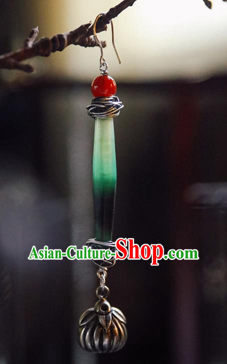 Handmade Chinese Traditional Coloured Glaze Eardrop Classical Cheongsam Earrings Accessories Silver Ear Jewelry