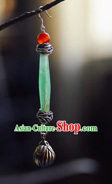 Handmade Chinese Traditional Coloured Glaze Eardrop Classical Cheongsam Earrings Accessories Silver Ear Jewelry