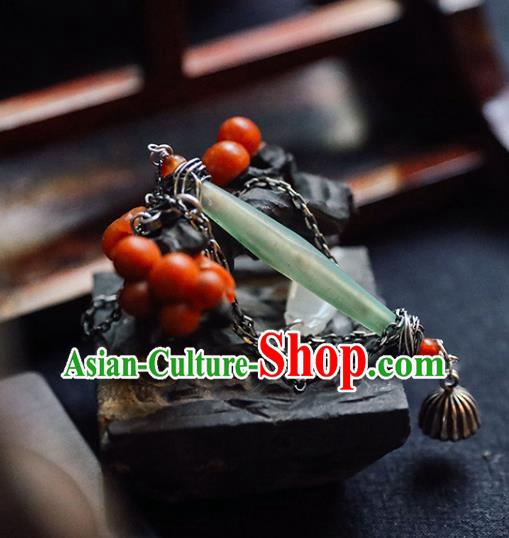Chinese Handmade Ethnic Necklet National Coloured Glaze Necklace Classical Cheongsam Silver Jewelry Accessories