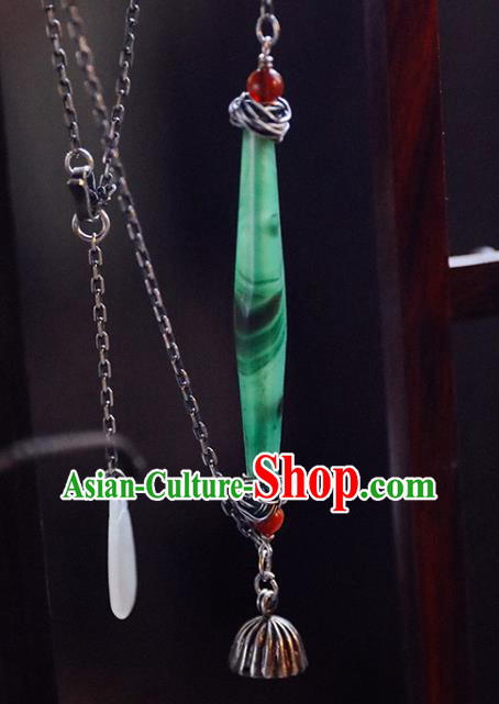 Chinese Handmade Ethnic Necklet National Coloured Glaze Necklace Classical Cheongsam Silver Jewelry Accessories
