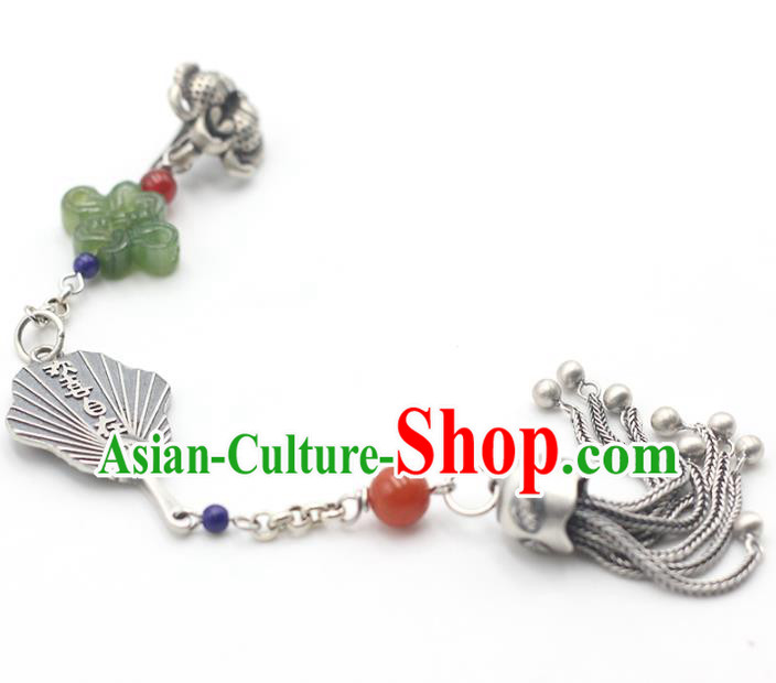 Chinese Classical Silver Tassel Brooch Cheongsam Jewelry Accessories Handmade National Breastpin Pendant