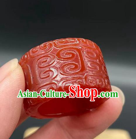 China National Carving Ring Handmade Jewelry Accessories Traditional Agate Thimble