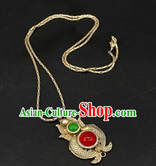 Chinese Handmade National Silver Necklace Pendant Jewelry Classical Ethnic Necklet Accessories