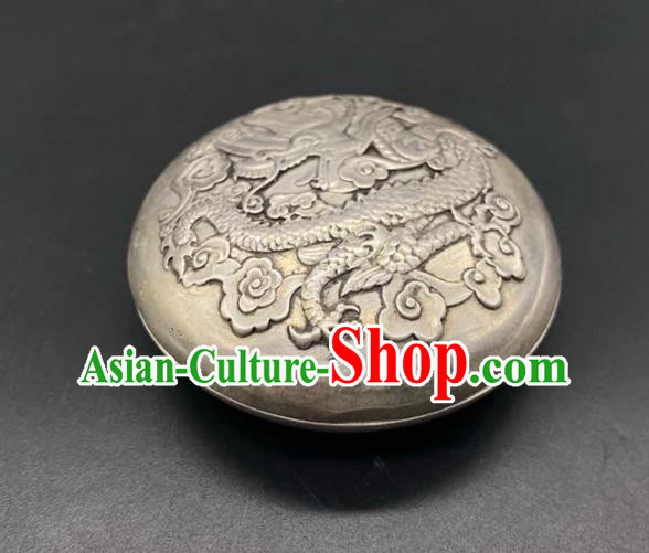 Handmade Chinese Carving Dragon Powder Box Ornaments Traditional Copper Craft Rouge Box