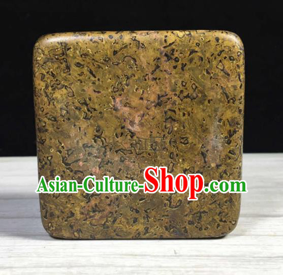 Handmade Chinese Painting Orchid Ink Box Ornaments Traditional Brass Craft Ink Pad