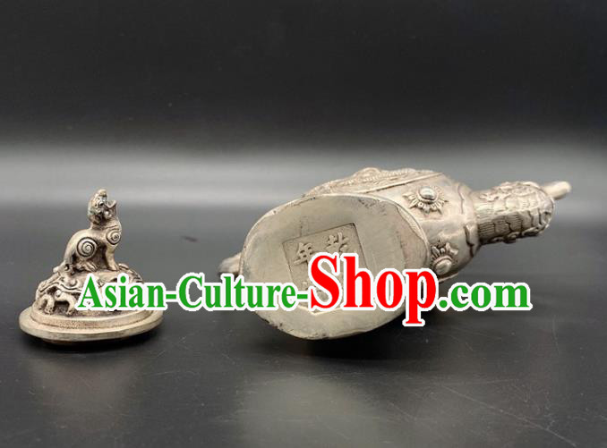 Handmade Chinese Carving Dragon Flagon Ornaments Traditional Brass Craft Wine Pot
