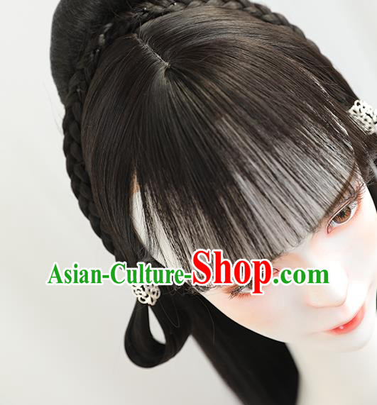 China Handmade Ancient Young Lady Wig Sheath Traditional Ming Dynasty Princess Wiggery Headdress