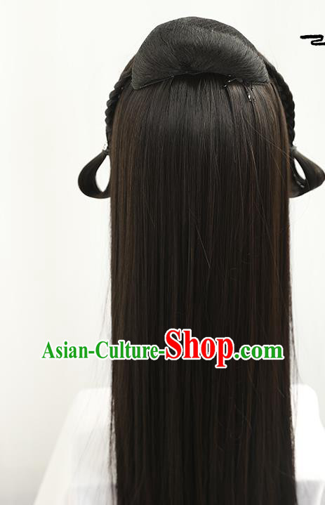 China Handmade Ancient Young Lady Wig Sheath Traditional Ming Dynasty Princess Wiggery Headdress