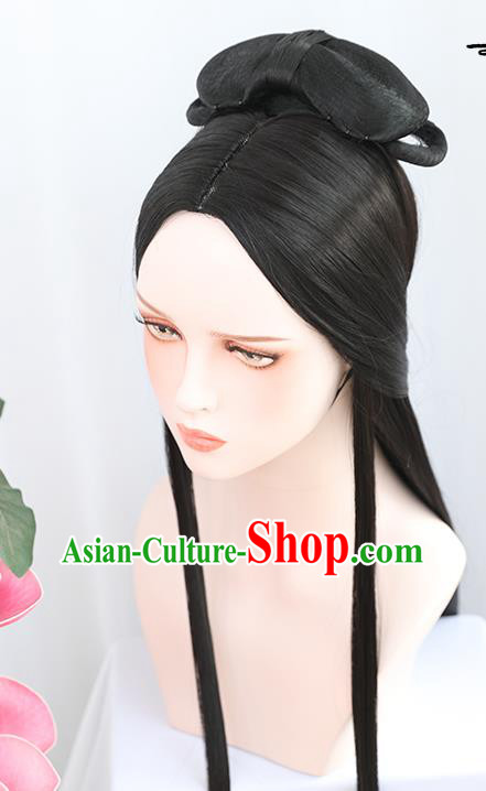 China Traditional Tang Dynasty Wiggery Headdress Handmade Ancient Palace Princess Wig Sheath